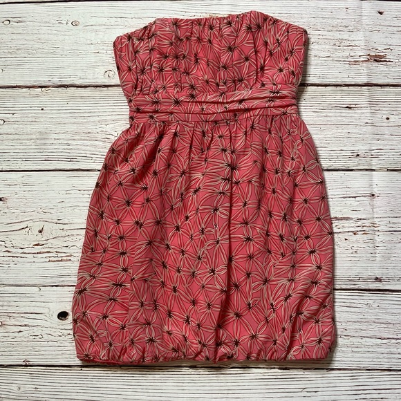 MILLY of New York Strapless Coral Print Bubble Hem Dress Sz 6 - Picture 4 of 14